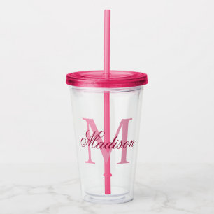 Create Your Personalised Monogram Name Pink Acrylic Tumbler