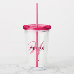 Create Your Personalised Monogram Name Pink Acrylic Tumbler