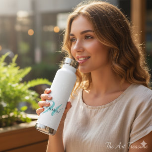 Create Your Personalised Monogram Name White Water Bottle