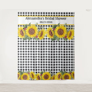 Create Your Photo Booth Backdrop Gingham Sunflower Tapestry