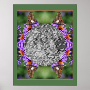 Create Your Photo Butterfly On Aster Flower Frame Poster