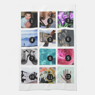 Create Your Photo Style 12 images Tea Towel