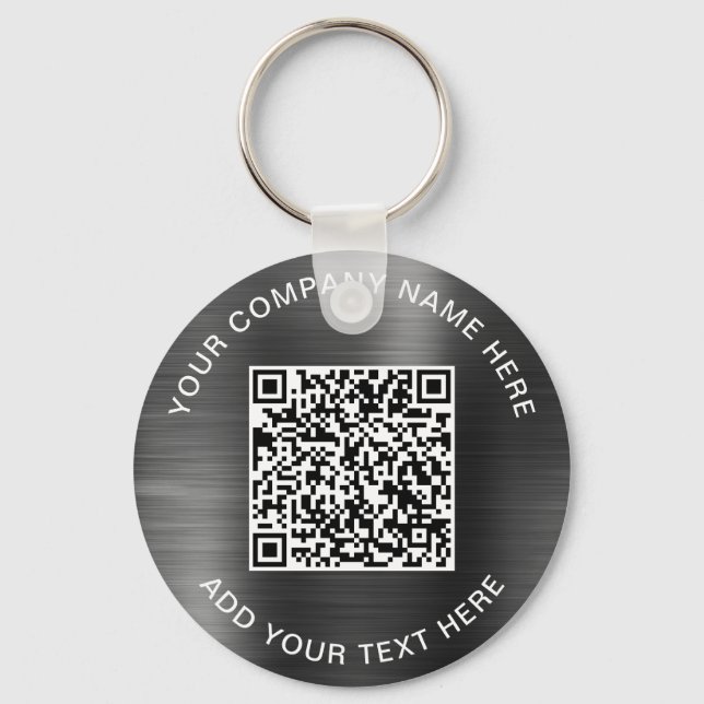 Create Your QR Code Promotional Grey Key Ring (Front)