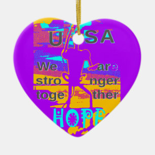 Create Your USA Hope We Are Stronger Together Ceramic Tree Decoration