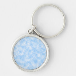 Created Blue and White Clouds Design Key Ring