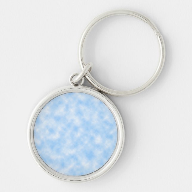 Created Blue and White Clouds Design Key Ring (Front)