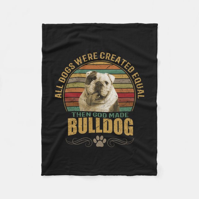 Created Bulldog  Fleece Blanket (Front)
