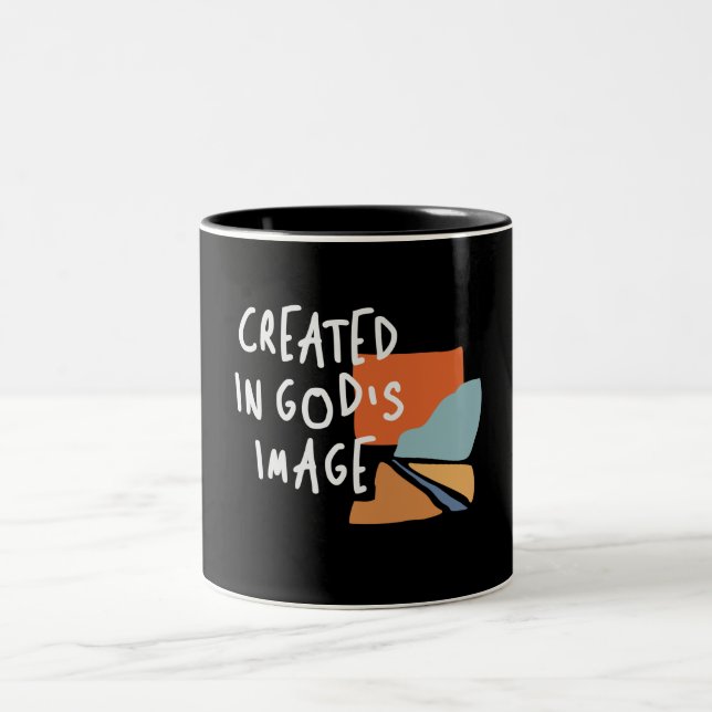 Created in God's Image - Inspiring Christian Quote Two-Tone Coffee Mug (Center)
