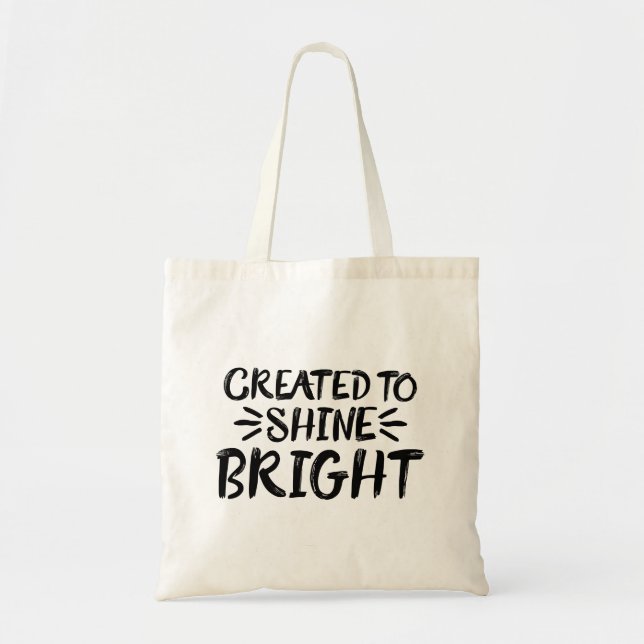 Created to Shine Bright Gospel Graphics Aesthetic Tote Bag (Front)