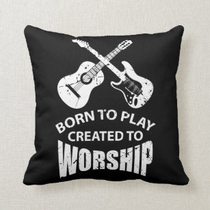 Created to Worship Christian Guitar Player Christ Cushion