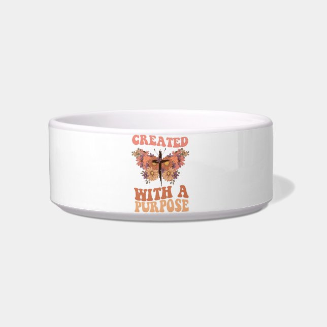 Created with a Purpose – Butterfly & Cross Floral  Bowl (Front)