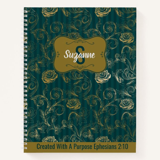 Created With A Purpose Ephesians 2:10 Floral Notebook (Front)