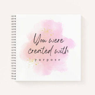 Created with Purpose, Inspirational Quote Pink Notebook