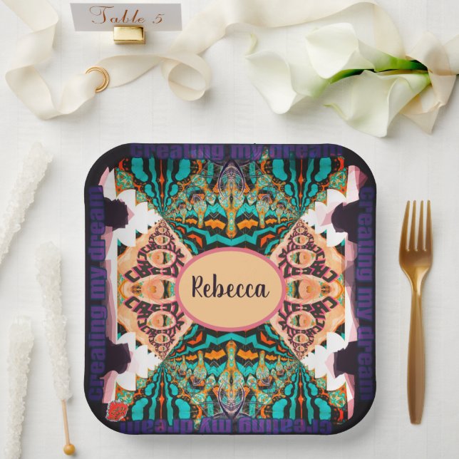 Creating my Dream with a name or a word Paper Plate (Wedding)