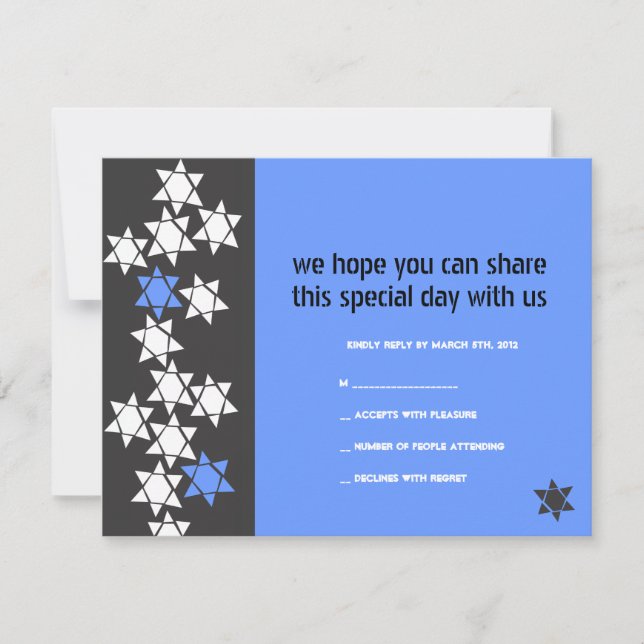 Creation Bar Bat Mitzvah Invitation Reply Card (Front)