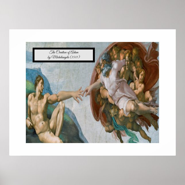 Creation of Adam by Michelangelo Poster (Front)