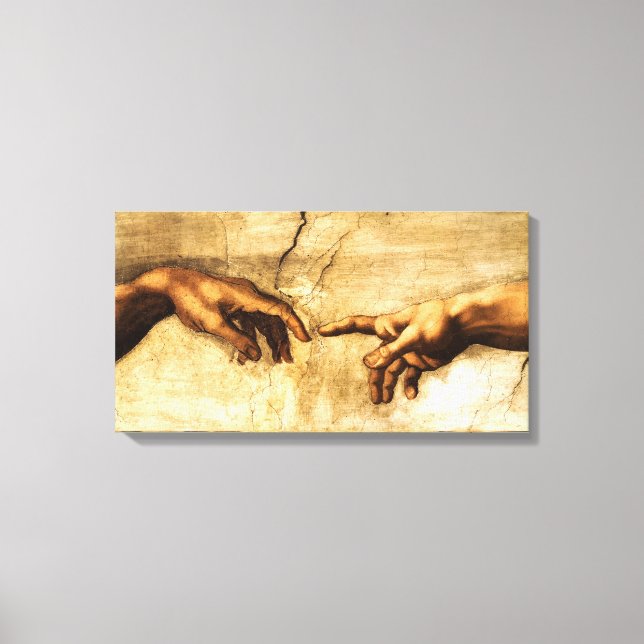 Creation of Adam. God's hand. Michelangelo Canvas Print (Front)