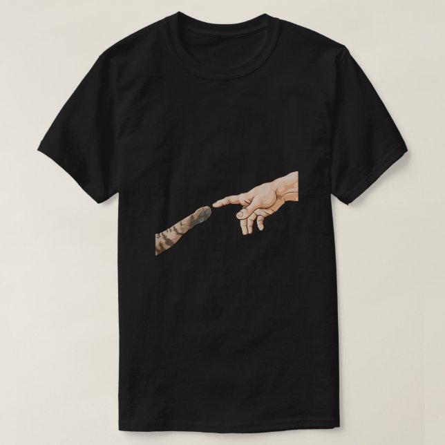 Creation of Adam Hands Cat Michelangelo Touch Of G T-Shirt (Design Front)