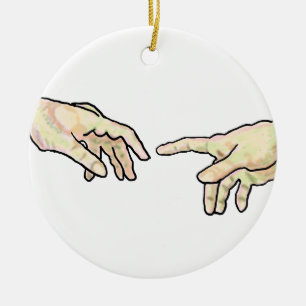 Creation of Adam Hands Ceramic Tree Decoration