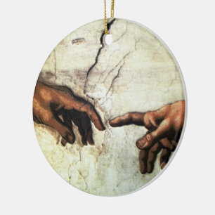Creation of Adam - Hands Michelangelo 1475 - 1564 Ceramic Tree Decoration