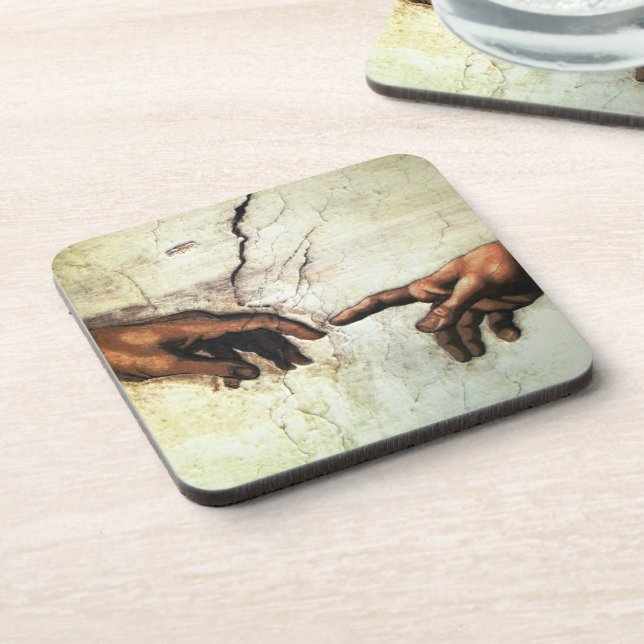 Creation of Adam - Hands Michelangelo 1475 - 1564 Coaster (Left Side)