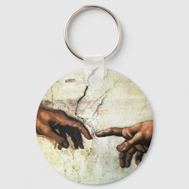 Creation of Adam - Hands Michelangelo 1475 - 1564 Key Ring (Front)