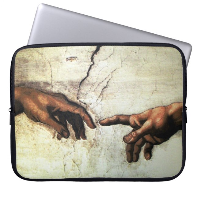 Creation of Adam - Hands Michelangelo 1475 - 1564 Laptop Sleeve (Front)