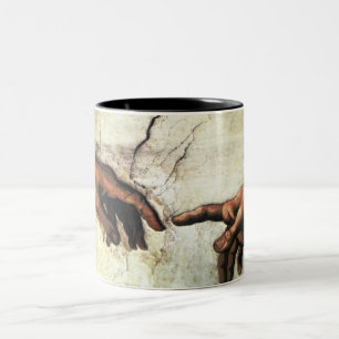 Creation of Adam - Hands Michelangelo 1475 - 1564 Two-Tone Coffee Mug