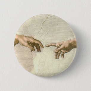 Creation of Adam Hands - Michelangelo 6 Cm Round Badge