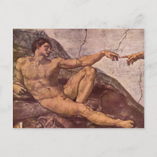 Creation of Adam in detail by Michelangelo Postcard