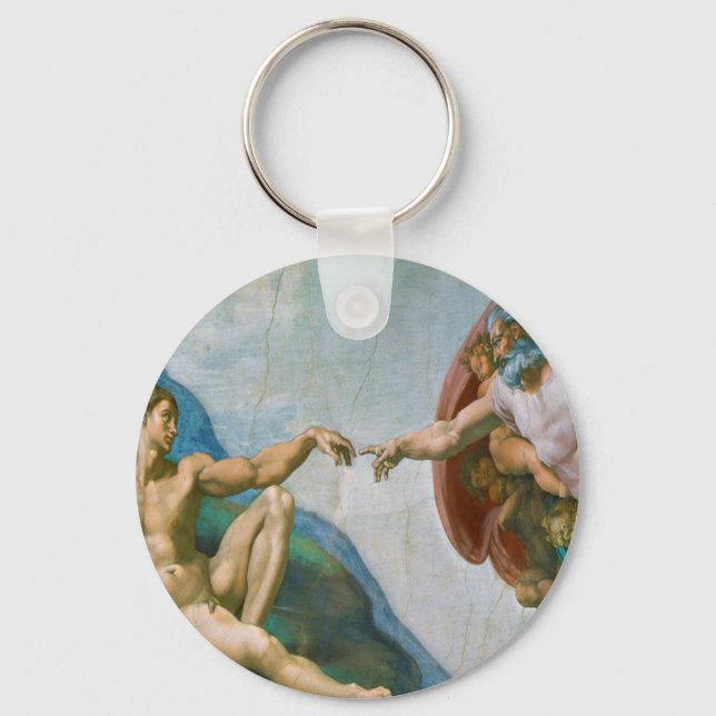 Creation of Adam - Michelangelo 1475 - 1564 Key Ring (Front)
