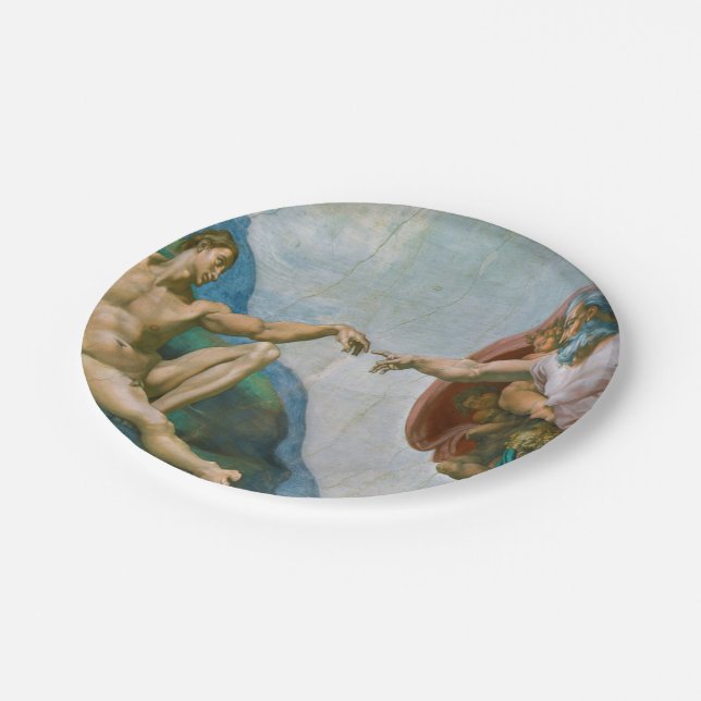 Creation of Adam - Michelangelo 1475 - 1564 Paper Plate (Angled)