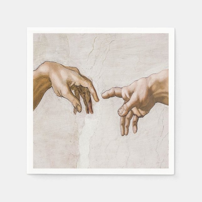 Creation Of Adam Sistine Chapel - Michelangelo Napkin (Front)