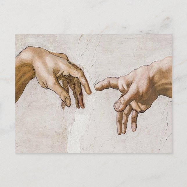 Creation Of Adam Sistine Chapel - Michelangelo Postcard (Front)