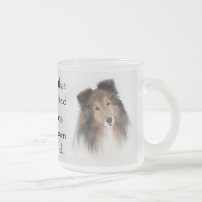 Creation of Shelties Frosted Glass Coffee Mug (Right)