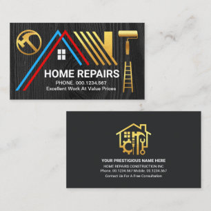 Creative A-Frame Gold Roof Black Timber Business Card