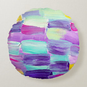 Creative abstract hand painted background, wallpap round cushion
