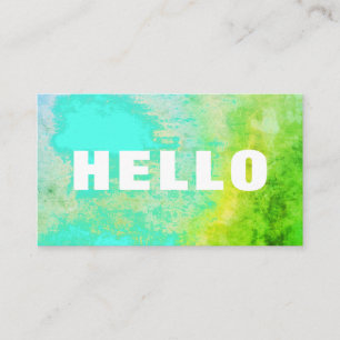 Creative Abstract Hello Turquoise Aqua Lime Green Business Card