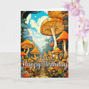 Creative Abstract Mushroom Forest Illustration Card