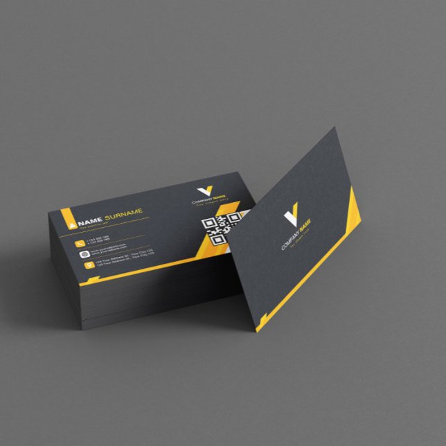 Creative Abstract Yellow Elegant  Business Card (Creator Uploaded)