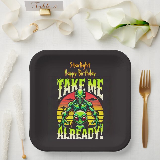 Creative Alien Art Expressing Desire for Contact Paper Plate (Wedding)