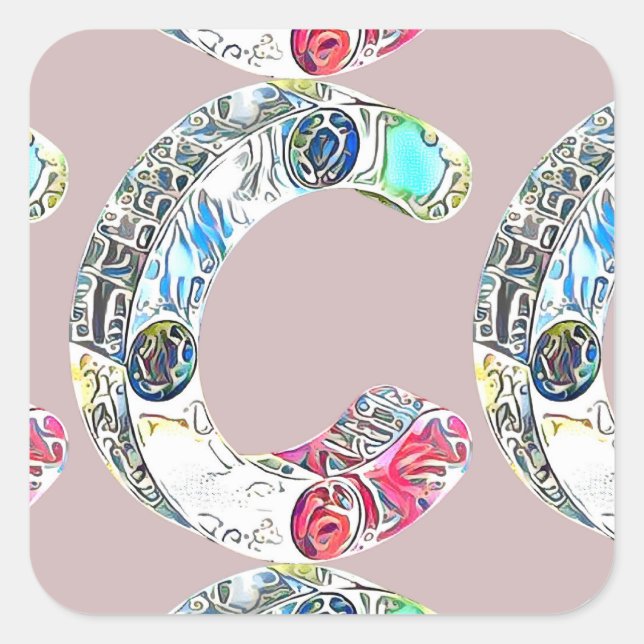 Creative Alphabet C Letter  Square Sticker (Front)