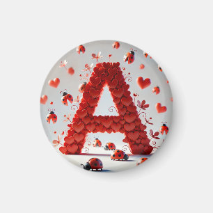 Creative Alphabet Letter A with Heart Shapes Magnet