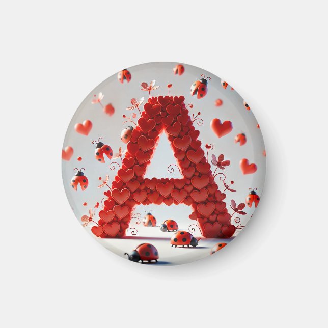 Creative Alphabet Letter A with Heart Shapes Magnet (Front)
