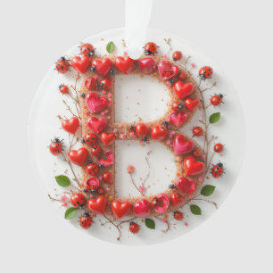 Creative Alphabet Letter B with Heart Shapes Ornament