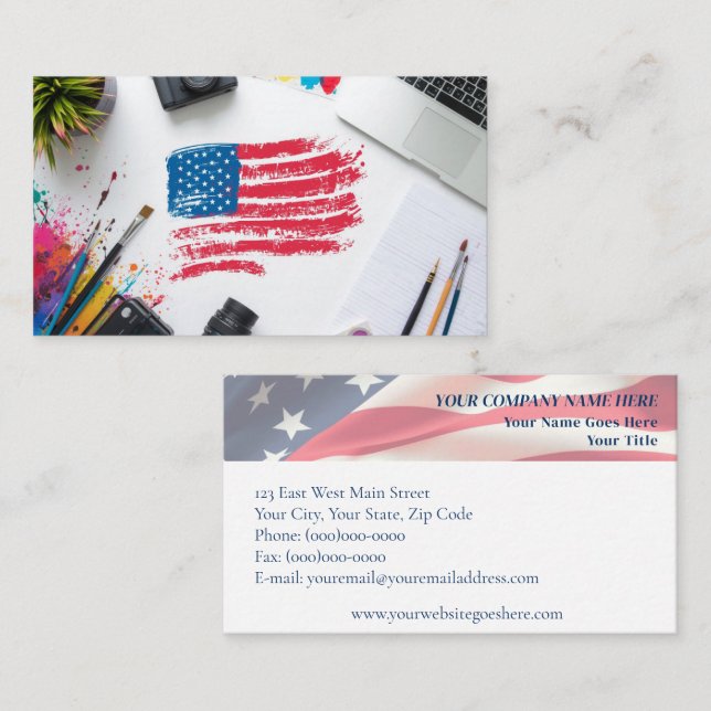 Creative American Flag Art Design Business Card (Front/Back)