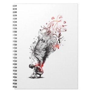 Creative angel with long wings, hand drawn sketch notebook