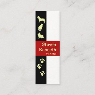 Creative Animal And Paws Motif Pet Sitter Mini Business Card