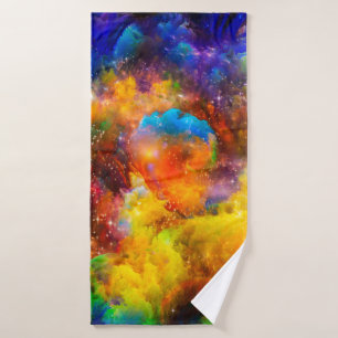 Creative arrangement of fractal elements, lights a bath towel