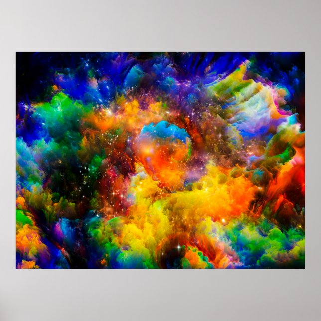 Creative arrangement of fractal elements, lights a poster (Front)